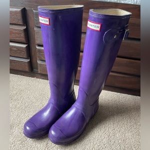 purple tall hunter boots